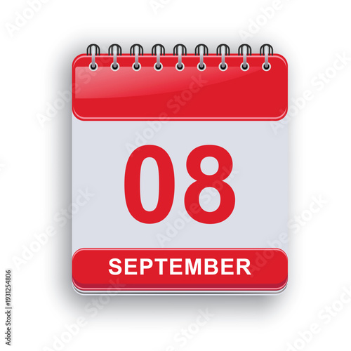 September 08 Daily Calendar Template Modern Clean Printable Page