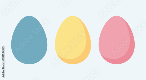 Flat Illustration of Three Upright Easter Eggs with Simple Shapes