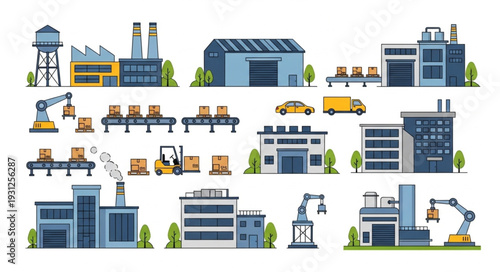 Industrial Factory Buildings and Equipment.