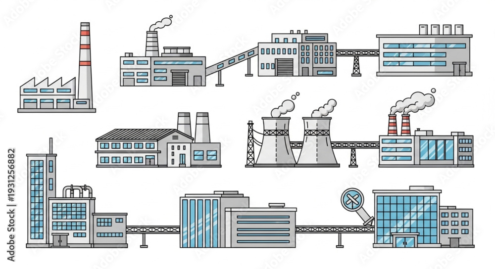 Obraz premium Industrial Factory Buildings and Structures.