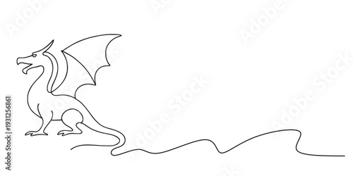 Dragon Head Outline, Partial outline of a dragon’s head and wing.