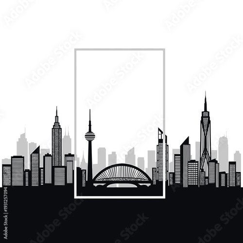 Toronto City Skyline Silhouette vector illustration