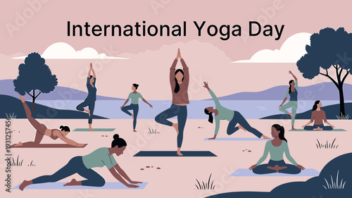 International Yoga Day Celebration vector illustration