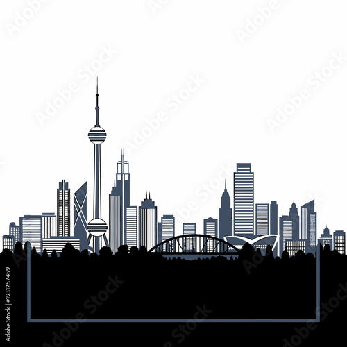 Toronto City Skyline Silhouette vector illustration
