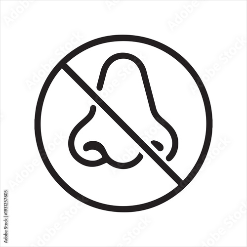 Odorless scent symbol with nose outline icon vector