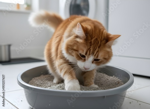 Cat Using a Kitty Litter Box
