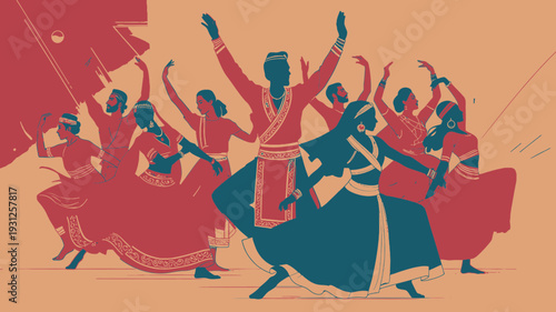 Traditional Folk Dance Celebration vector illustration