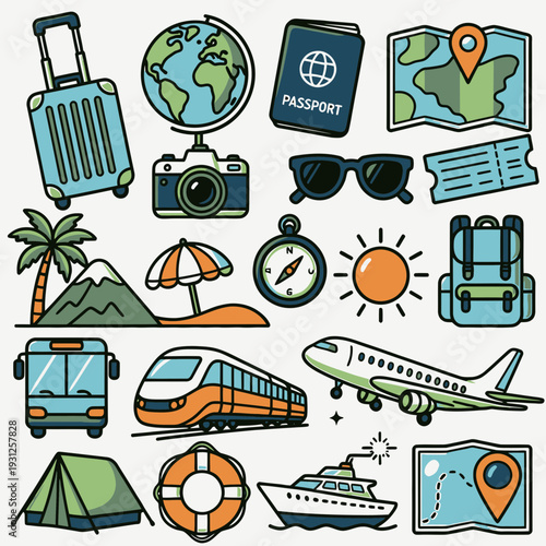 Travel Icons Set vector illustration