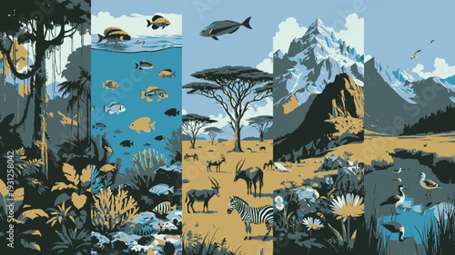 Diverse African Ecosystems vector illustration