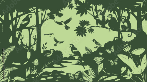 Tropical Forest Silhouette vector illustration