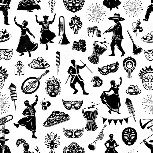 Carnival Icons Set vector illustration