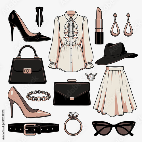 Fashion Accessories and Clothing vector illustration