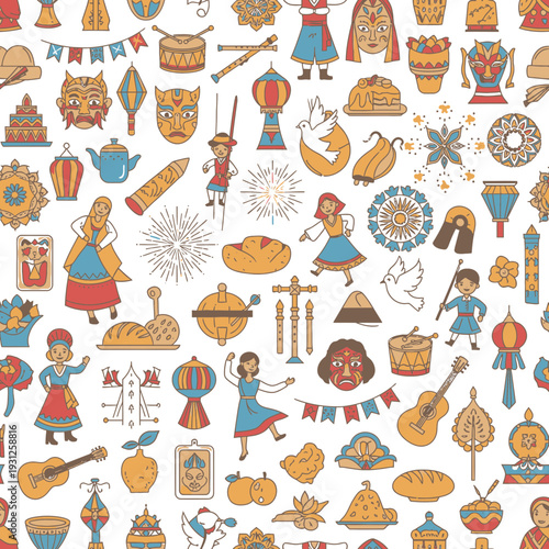 Russian Folk Culture Icons vector illustration