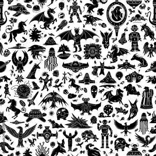 Tattoo Style Icons Set vector illustration