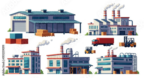 Industrial Factory Buildings and Warehouses.