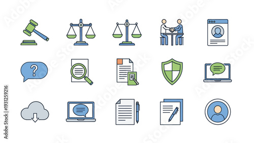 Set of legal and business icons