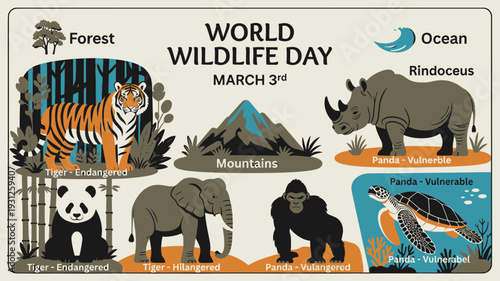 World Wildlife Day Poster vector illustration