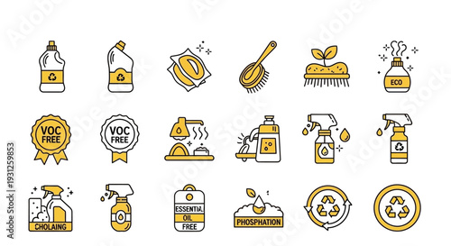 Energy and hazard warning industrial icon collection