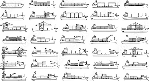 Cargo Ship Pattern: Seamless Vector Design with Container Vessels