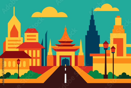 vector illustration of an ancient temple