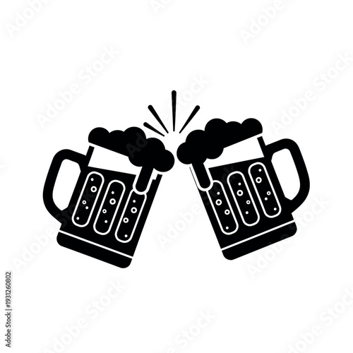 Two beer mugs toasting celebration.