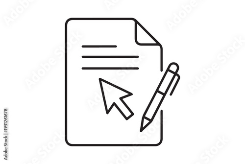 Document with Cursor and Pen Icon