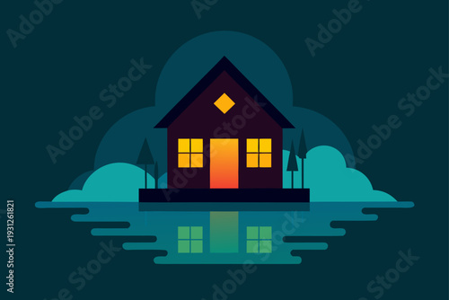 house on the night sky