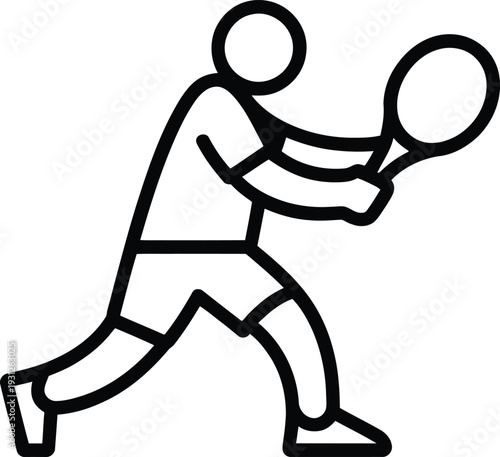 Simple line drawing of a person preparing to hit a tennis ball