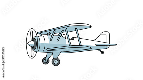 Charming illustration of a classic biplane, evoking nostalgia for early aviation and peaceful skies, ideal for travel and history themes.