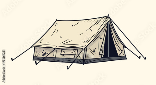 Vintage Canvas Tent Illustration