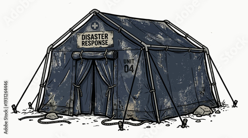 Disaster response tent with medical cross symbol
