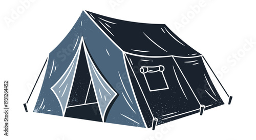 Dark Blue Camping Tent Illustration