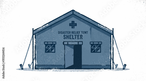 Disaster relief shelter tent illustration