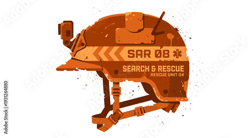 Search and Rescue Helmet with GoPro Camera and Distress Symbol