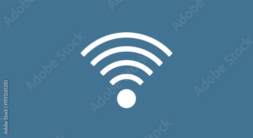 Stylized white Wi-Fi signal icon on blue background, wireless internet connectivity, digital communication, modern network technology, online access symbol