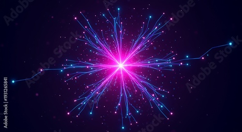 Abstract futuristic digital network with glowing interconnected nodes and lines