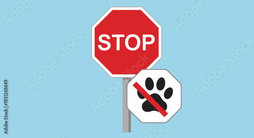 Stop Animal Cruelty Sign and Awareness Illustration