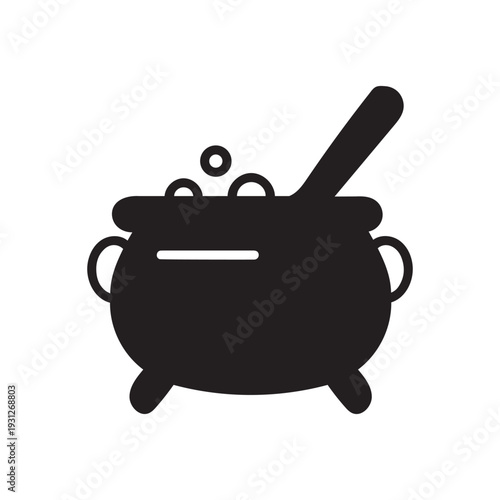The magic pot icon. A cauldron with a potion. The Halloween holiday.
