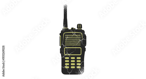 Vintage walkie talkie, retro communication device, graphic illustration