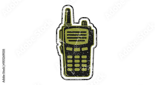 Vintage walkie talkie icon, communication device, retro radio, graphic design