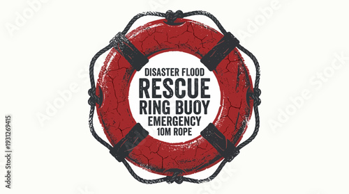 Red Rescue Ring Buoy for Flood Disaster Emergency