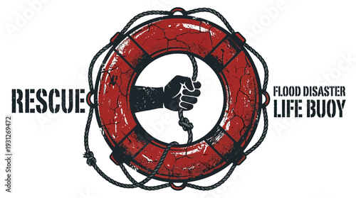 Rescues Flood Disaster Life Buoy Hand Holding Rope