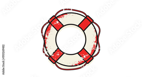 Retro lifebuoy on white background, nautical safety equipment