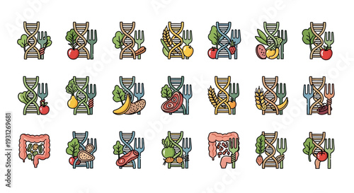 Medieval Weapons and Armor Icon Set Flat Illustration