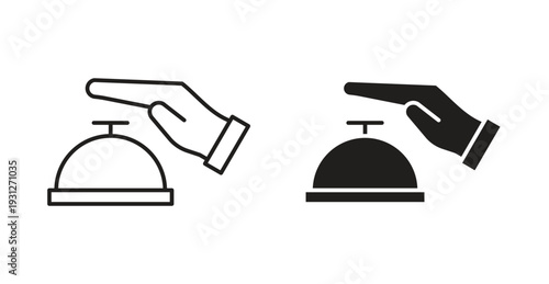 Hand touching service bell icon. web vector design