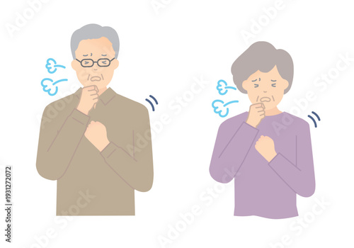咳をする高齢者のイラストベクター素材