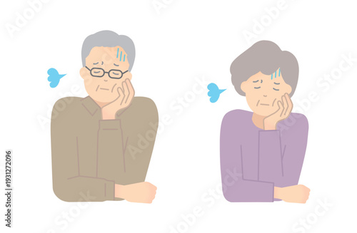 体がだるい高齢者のイラストベクター素材