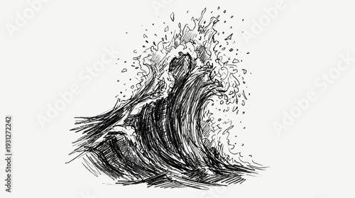 Crashing ocean wave sketch