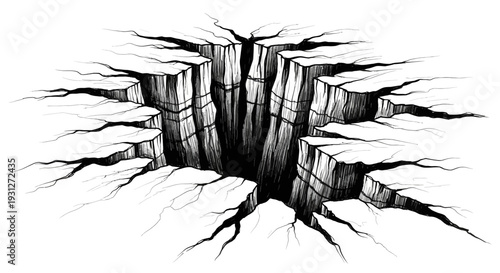 Deep Crack in Ground