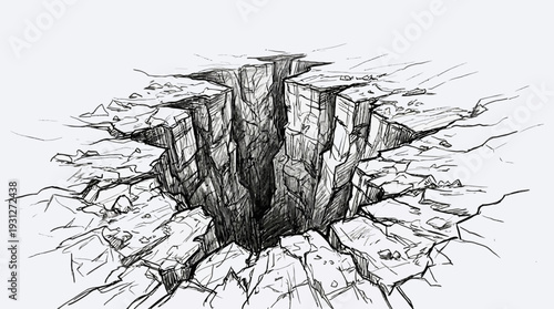 Deep Crack in Ground, 3D Illusion Drawing